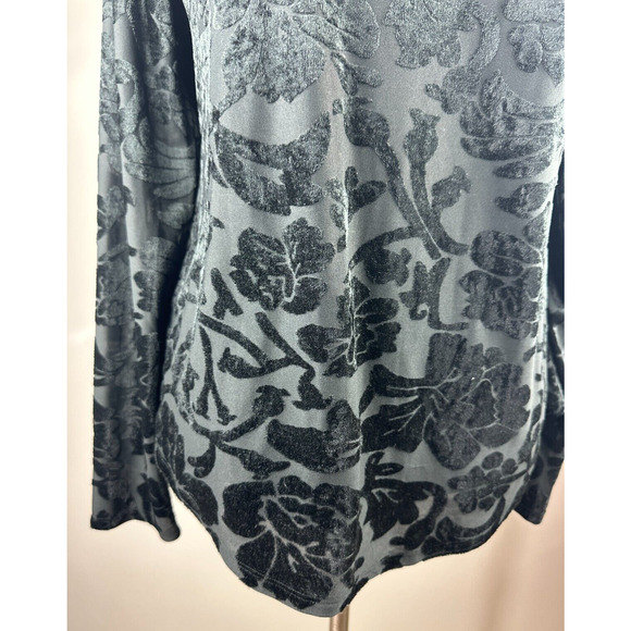 Sundance Bella Grace Floral Velvet Burnout Top Black Long Sleeve Women's Size XL - Picture 8 of 16